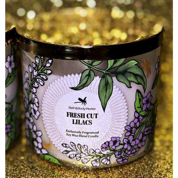 Lot of 2 Bath & Body Works Fresh Cut Lilacs Large 3-Wick Scented Candle 14.5oz - Picture 3 of 5